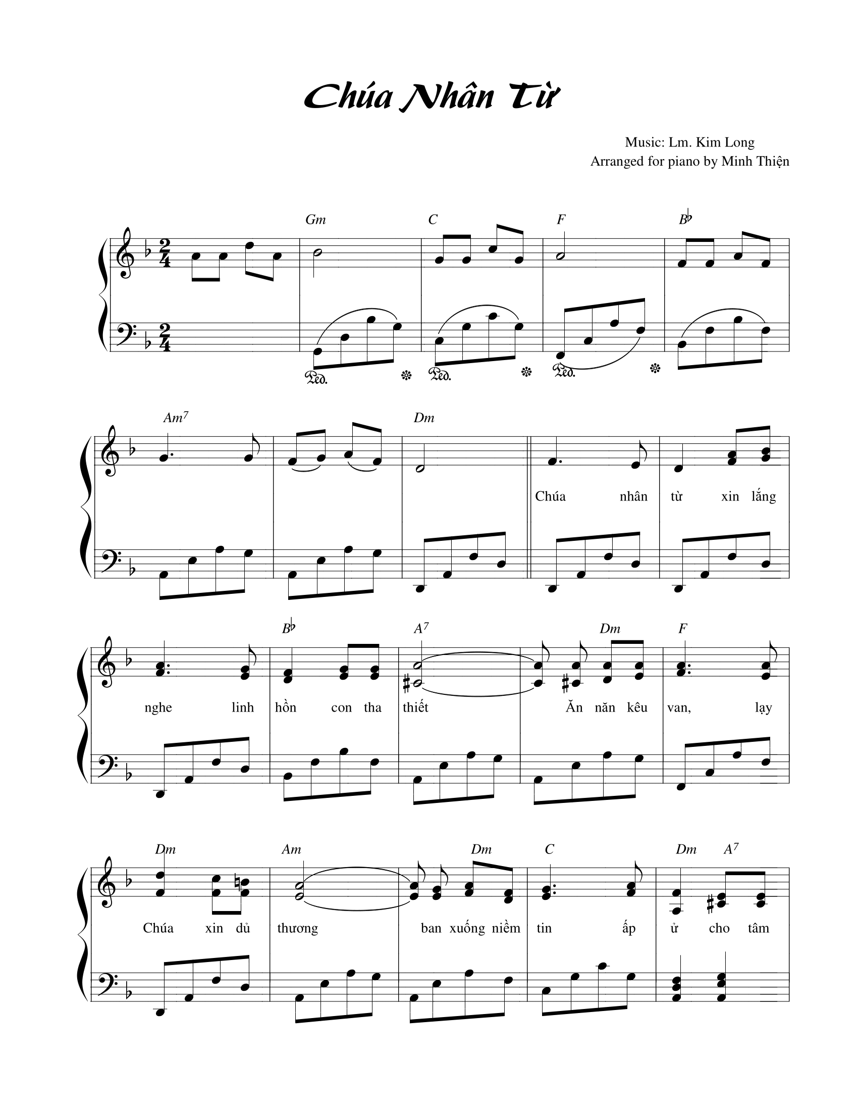 Trang đầu bản đệm đàn piano bài Chúa Nhân Từ